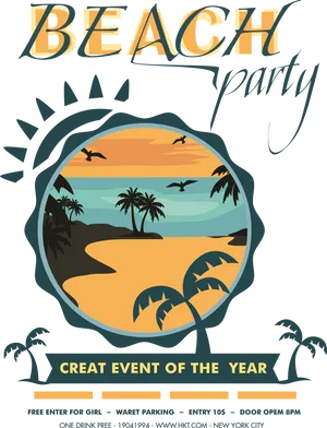 Tropical Beach Party Poster PNG image