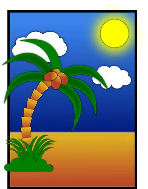 Tropical Beach Scene Illustration PNG image