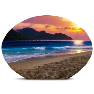 Tropical Beach Sunset PNG Baq12