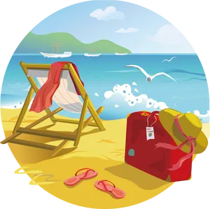 Tropical Beach Vacation Scene PNG image