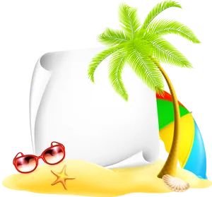 Tropical Beach Vacation Theme PNG image