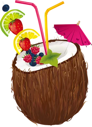 Tropical Coconut Drink Illustration