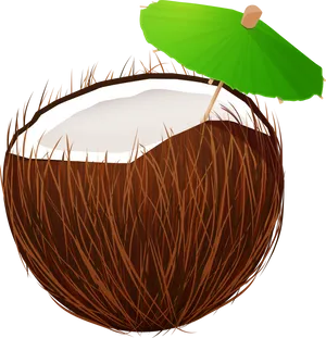 Tropical Coconut With Umbrella