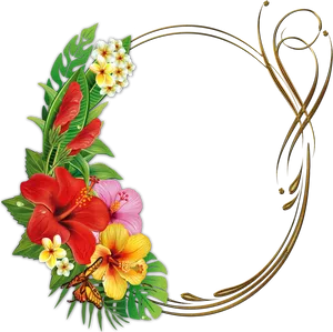 Tropical Floral Photo Frame Design PNG image