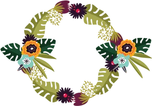Tropical_ Flower_ Wreath_ Graphic PNG