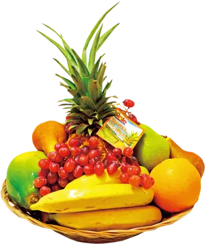 Tropical Fruit Basket Assortment PNG image