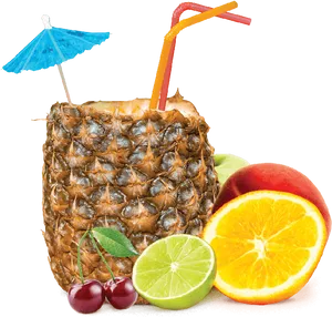 Tropical Fruit Cocktail Pineapple Drink PNG image