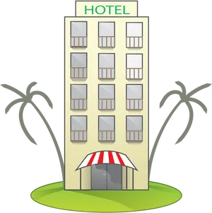 Tropical Hotel Illustration PNG image