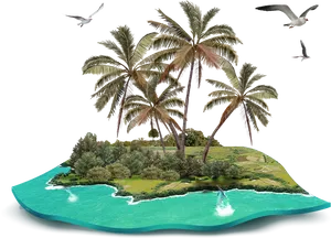 Tropical Island Oasis PNG image