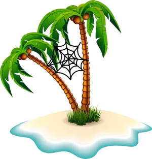 Tropical Island Palm Trees Spider Web PNG image