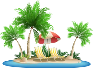 Tropical Island Relaxation Scene PNG image