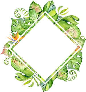 Tropical Leaf Frame Watercolor PNG image