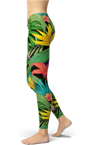 Tropical Leggings Floral Print PNG image