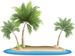 Tropical Palm Island Illustration PNG image
