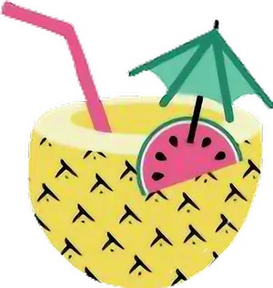 Tropical Pineapple Drink Clipart PNG image