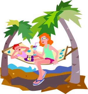 Tropical Relaxation Hammock Clipart PNG image