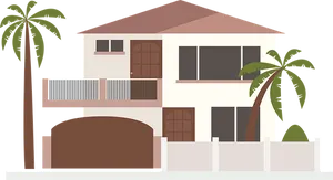 Tropical Style Two Story House PNG image
