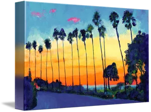 Tropical Sunset Painting PNG image