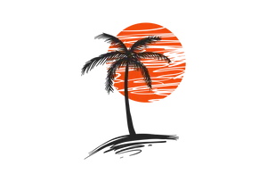 Tropical Sunset Palm Tree PNG image