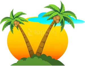 Tropical Sunset Palm Trees Clipart PNG image