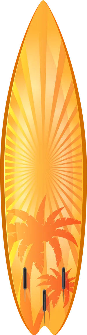 Tropical Sunset Surfboard Design PNG