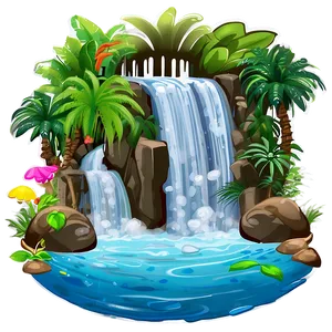 Tropical Waterfall Paradise Png Ptr PNG image