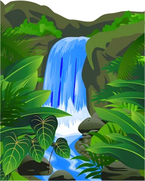 Tropical_ Waterfall_ Serenity PNG image