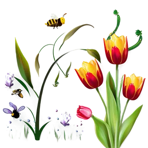 Tulips And Bees Png 05242024 PNG image