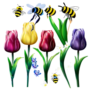 Tulips And Bees Png Xqo PNG image