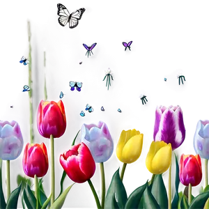 Tulips And Butterflies Png 72 PNG image