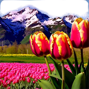 Tulips And Mountains Png Npj PNG image
