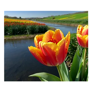 Tulips And River Png 05242024 PNG image