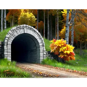 Tunnel In Autumn Forest PNG Blw
