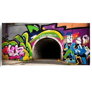 Tunnel With Graffiti Walls PNG 06242024