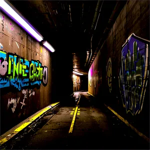 Tunnel With Graffiti Walls PNG Hma87 PNG