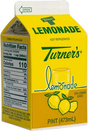 Turners Lemonade Carton Pint Size PNG image