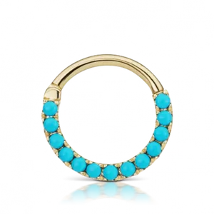 Turquoise Beaded Gold Septum Ring PNG image