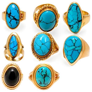 Turquoise Statement Rings PNG 06122024