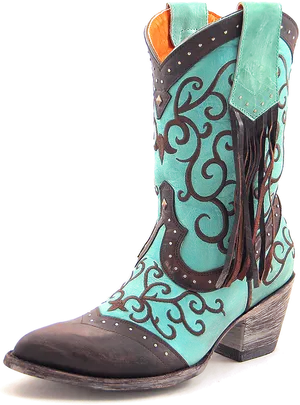 Turquoise Western Cowboy Boot PNG