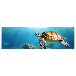 Turtle In Ocean Scene Png Luf93 PNG image