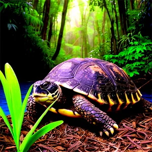 Turtle In Rainforest Setting Png Eay PNG image