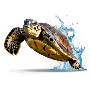 Turtle Making A Splash PNG 06242024