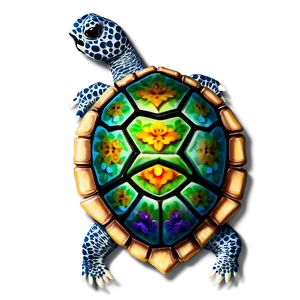 Turtle With Floral Shell Png 14 PNG image