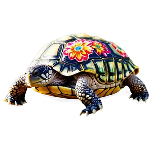 Turtle With Floral Shell Png Hag31 PNG image