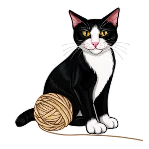 Tuxedo Cat With Yarn Png 69 PNG image