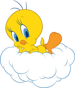 Tweety Bird On Cloud PNG
