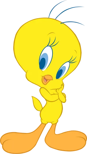 Tweety Bird Thinking Pose PNG image