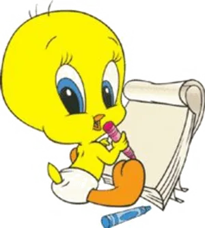 Tweety Drawingon Paper PNG image