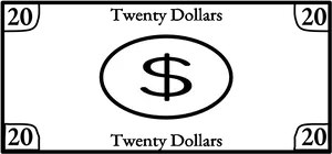 Twenty Dollar Bill Design Element PNG image