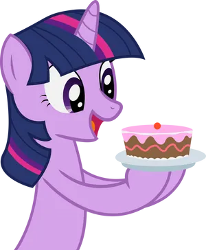 Twilight Sparkle Holding Cake PNG image